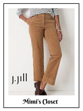 J.JILL Corduroy Straight-Leg Trousers Tan 16T